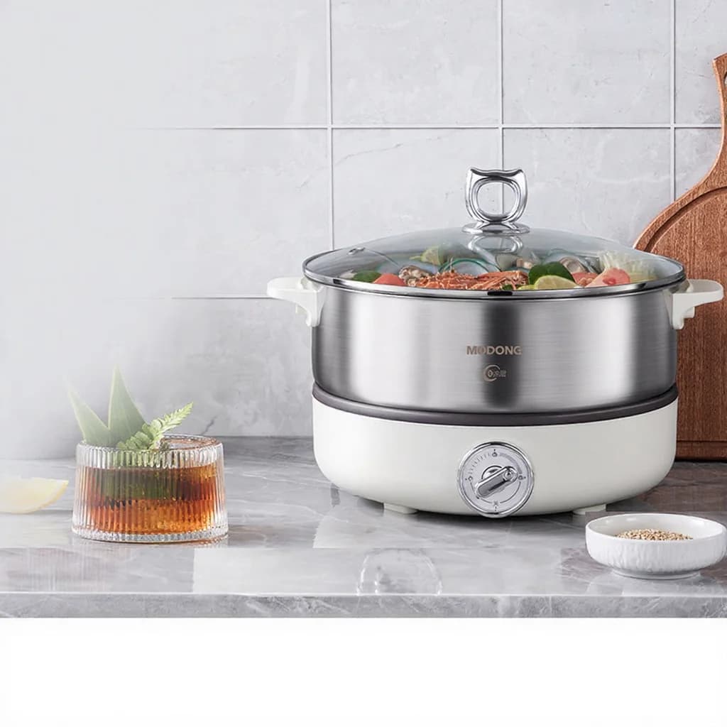 Delad elektrisk hot pot med innergryta i rostfritt stål 1500W