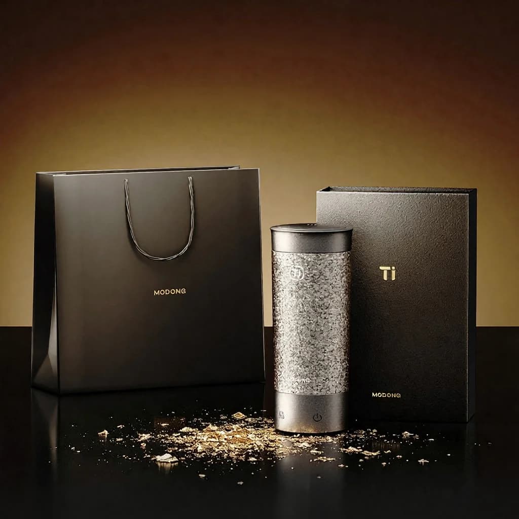 Bärbar elektrisk värmekopp i titan 350ml presentask