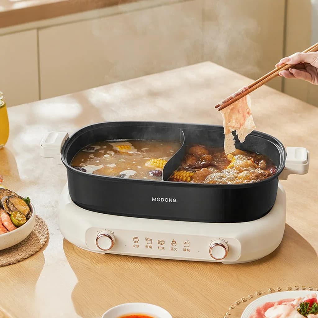 Delad elektrisk hot pot 7L med skiljepanna och dubbel temperaturkontroll