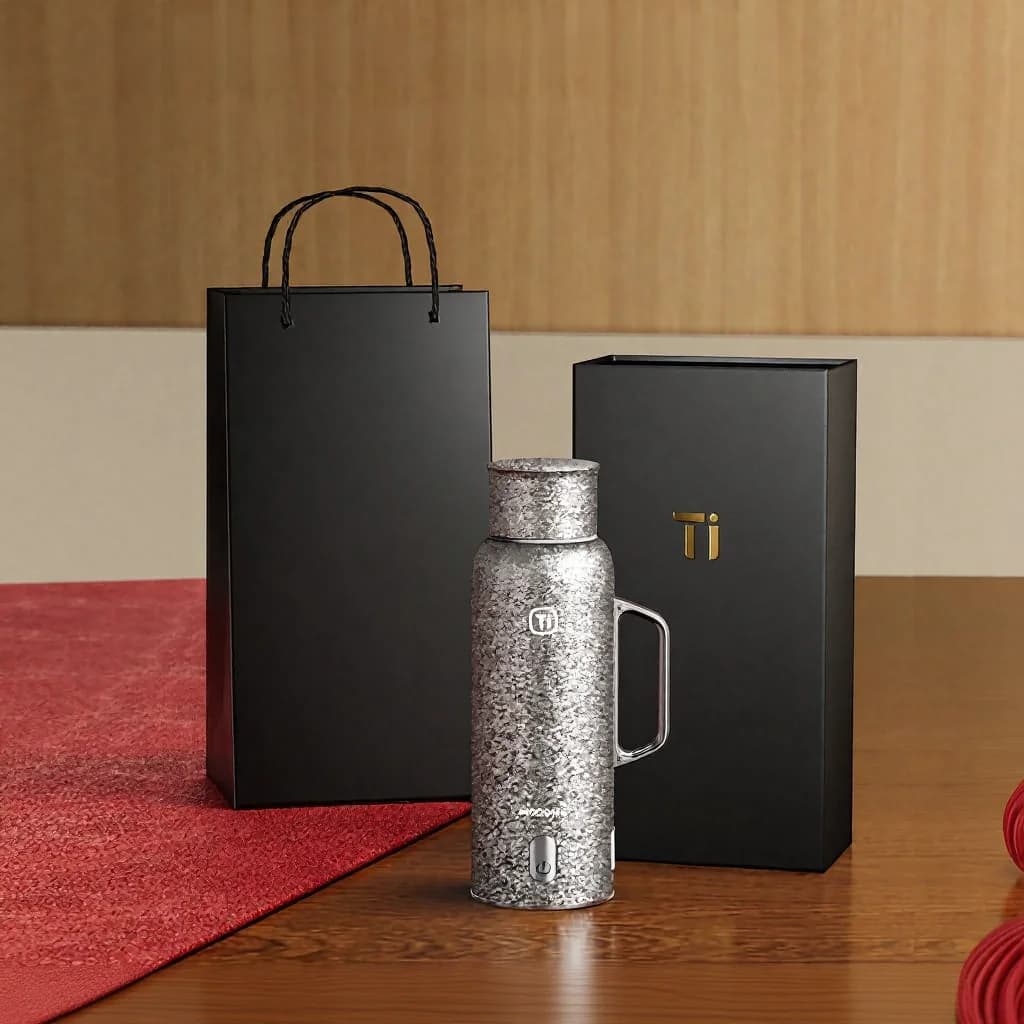 Värmande isolerad titanmugg med handtag 680ml presentask
