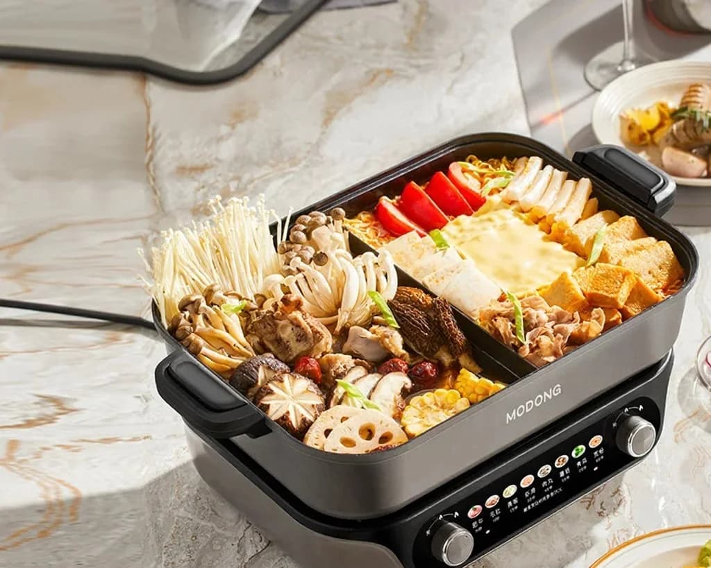 Delad elektrisk varmkittel med nonstick-insats, 8L kapacitet