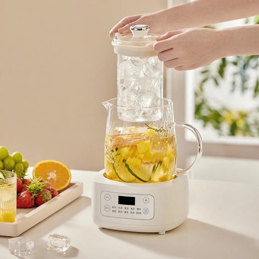 Glas elektrisk hälsokanna 1-1,5L med touchkontroll för te