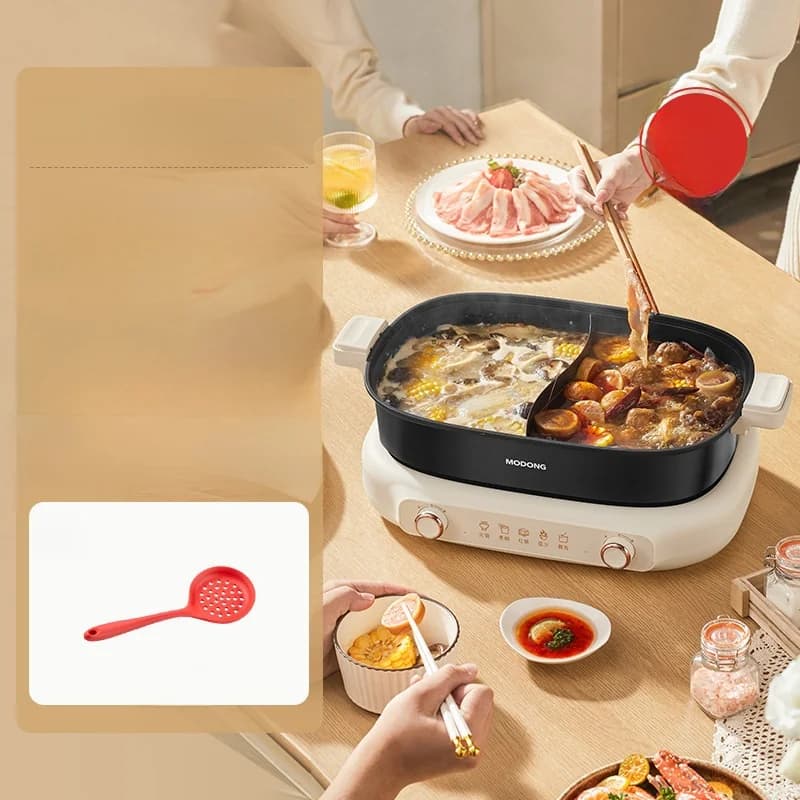 Delad elektrisk hot pot 7L med skiljepanna och dubbel temperaturkontroll