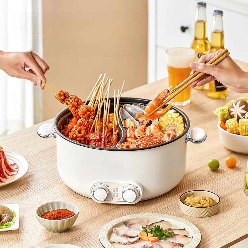 Elektrisk hetgryta med dubbla kontroller, 6L, stor kapacitet, nonstick