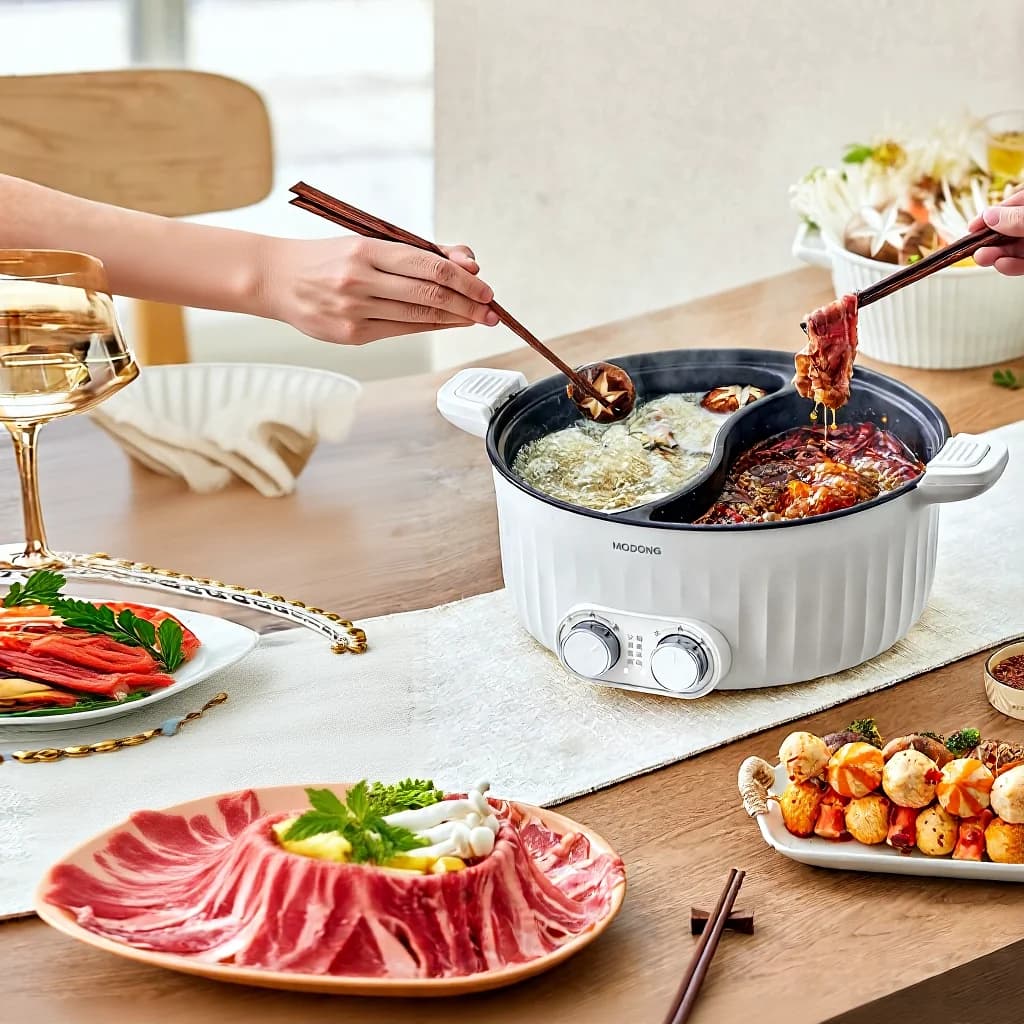 Dubbelzons elektrisk hot pot 6L 7L 8L pekstyrning