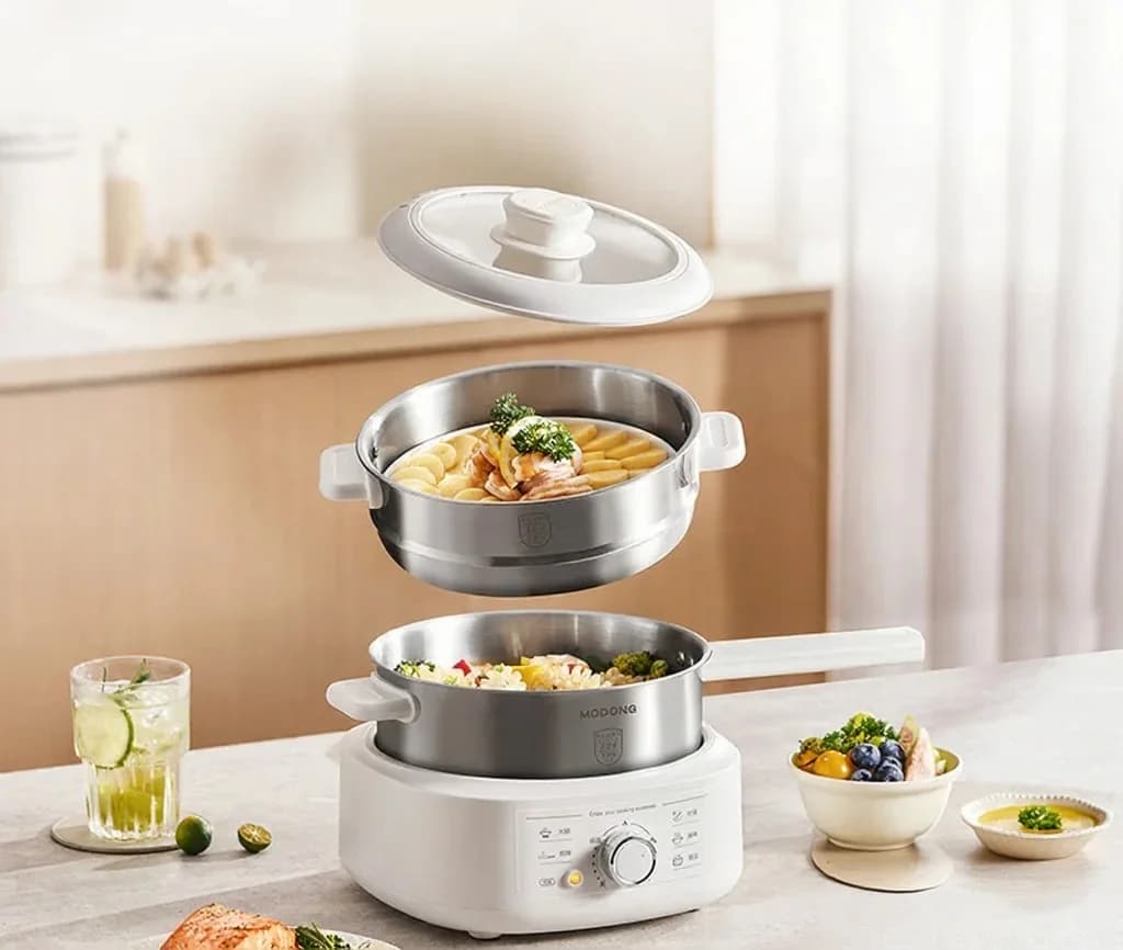 Elektrisk hot pot i rostfritt stål med ånginsats, 3 L, 220V
