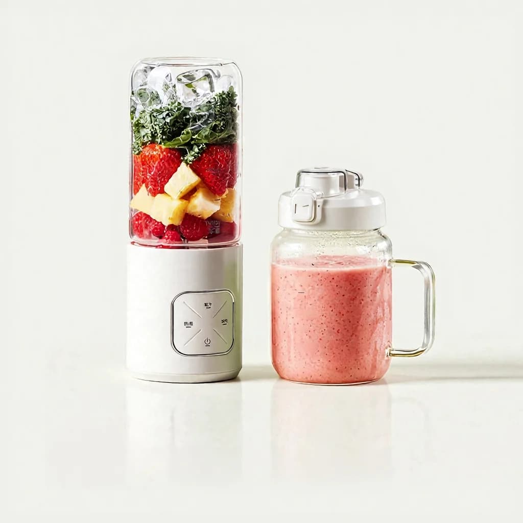 Bärbar trådlös blenderkopp med dubbla koppar och is-krossning