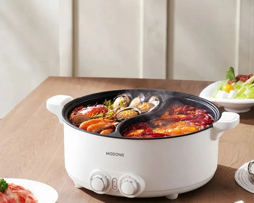 8L elektrisk dubbelzons-hetgryta med justerbar temperatur
