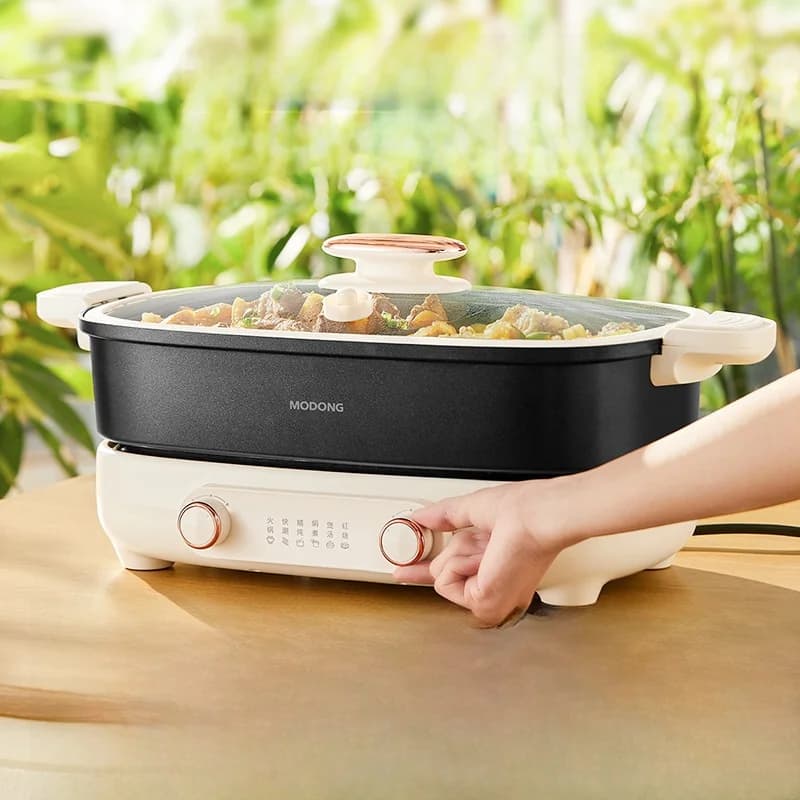 Delad elektrisk hot pot 7L med oberoende temperaturkontroll i två zoner