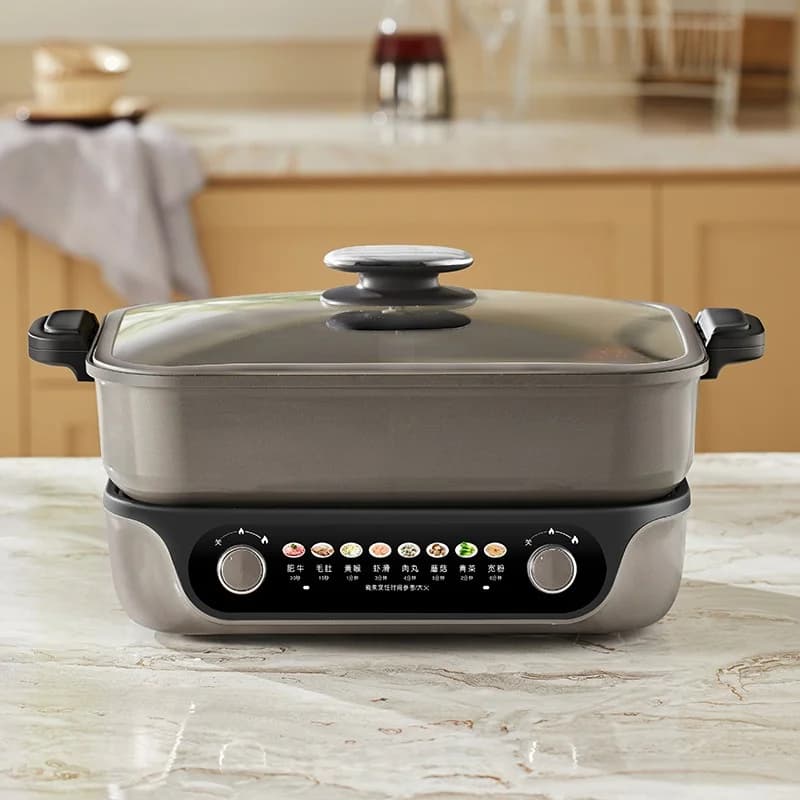 Elektrisk delad hot pot, dubbel vredstyrning, 8L, svart