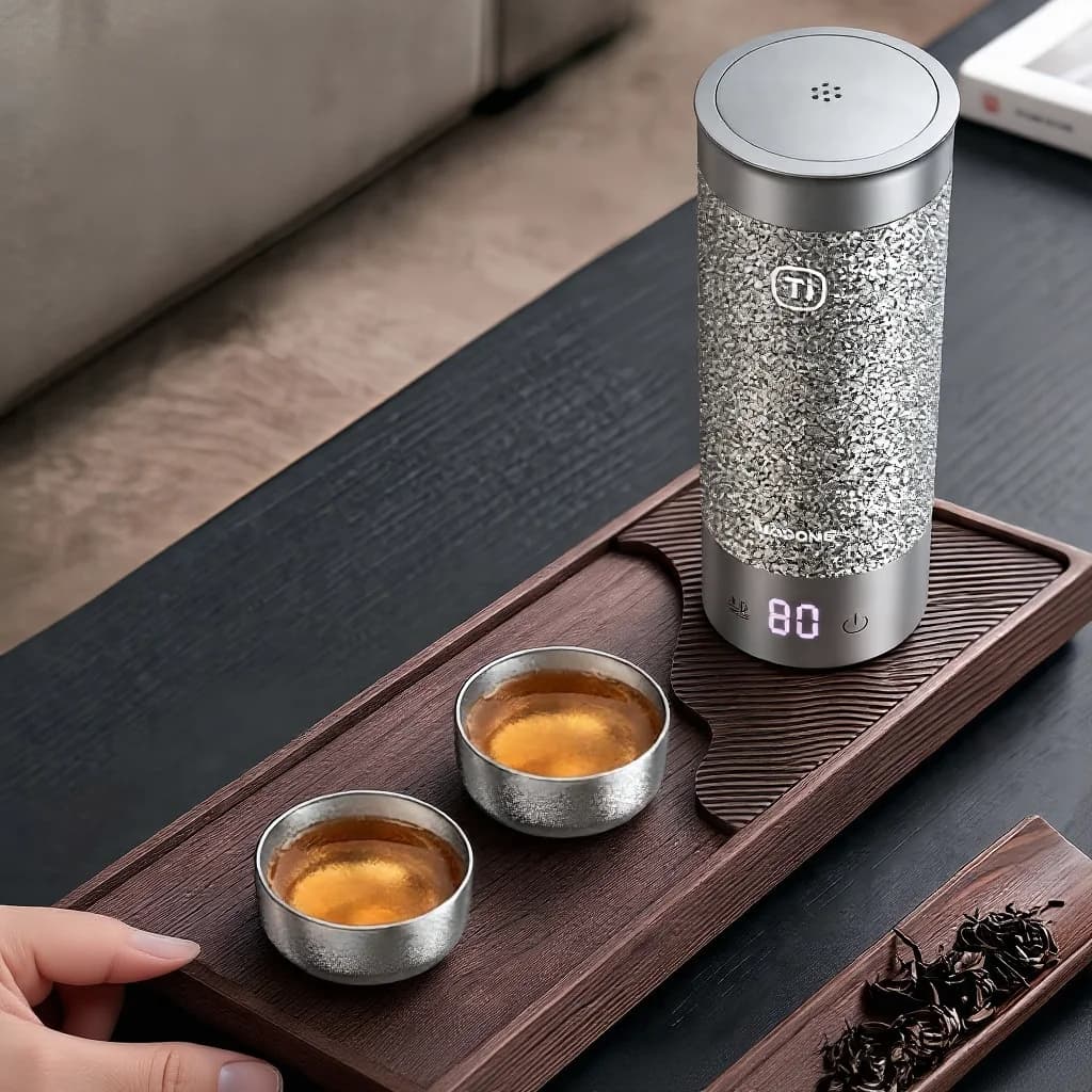 Tekoppset i ren titan 55 ml, handgjort, slät finish