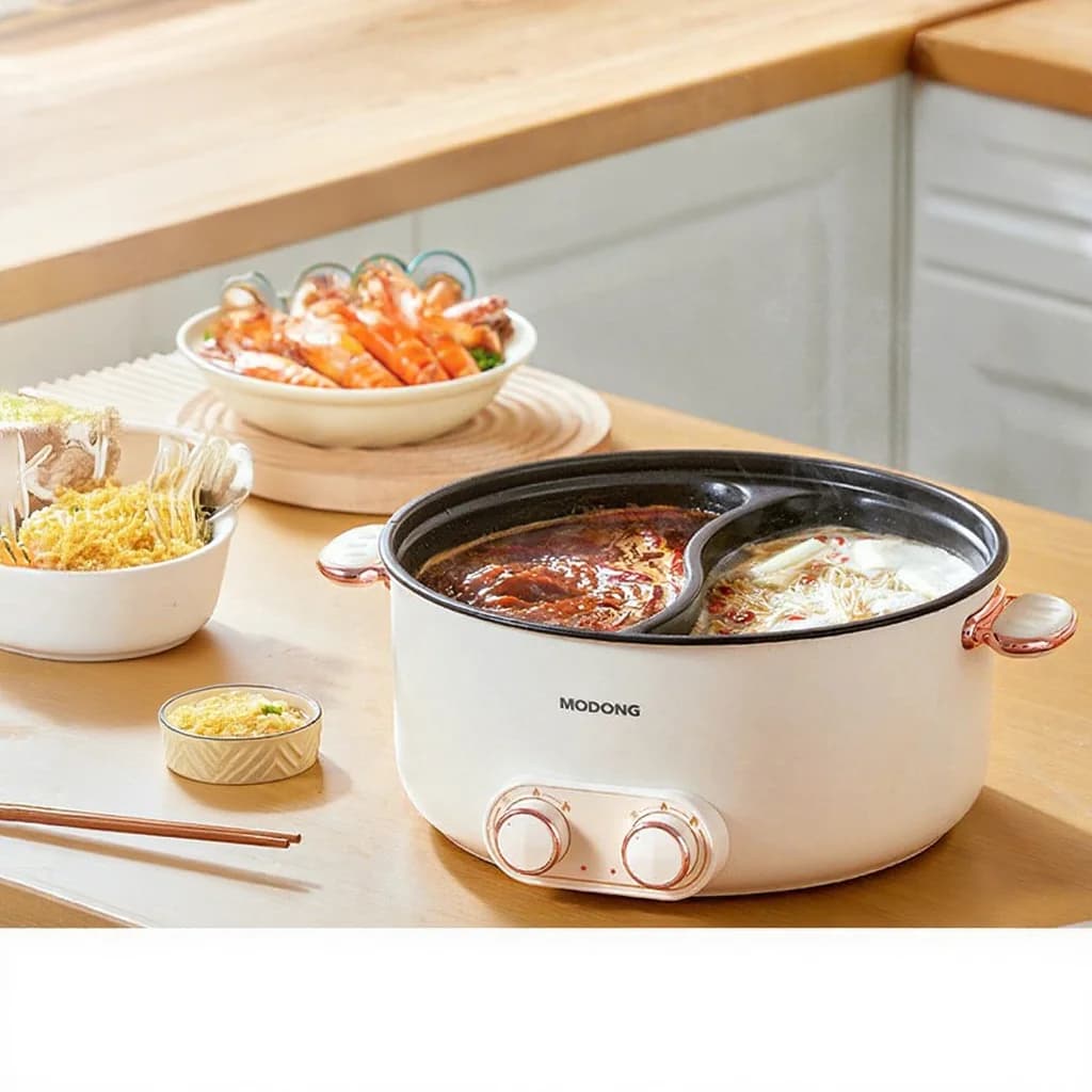 Dubbelstyrd elektrisk hetgryta 6L stor kapacitet nonstick