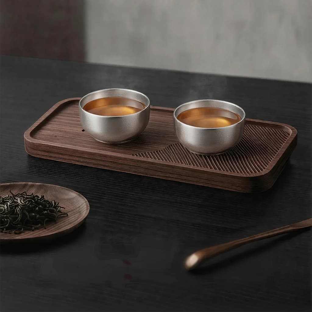 Tekoppset i ren titan 55 ml, handgjort, slät finish