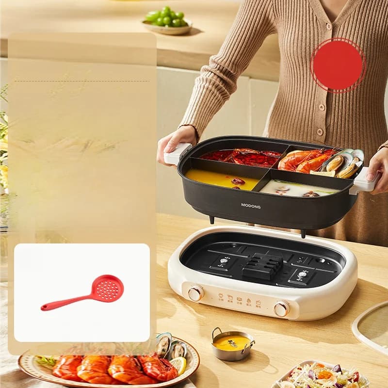 Delad elektrisk hot pot 7L med skiljepanna och dubbel temperaturkontroll