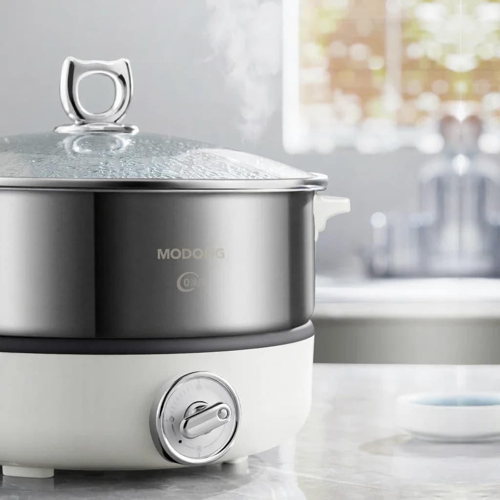 Delad elektrisk hot pot med innergryta i rostfritt stål 1500W