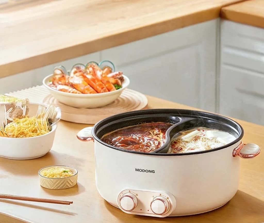 Elektrisk hetgryta med dubbla kontroller, 6L, stor kapacitet, nonstick