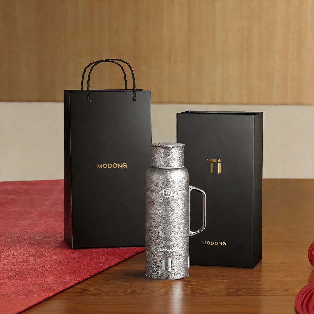 Värmande isolerad titanmugg med handtag 680ml presentask