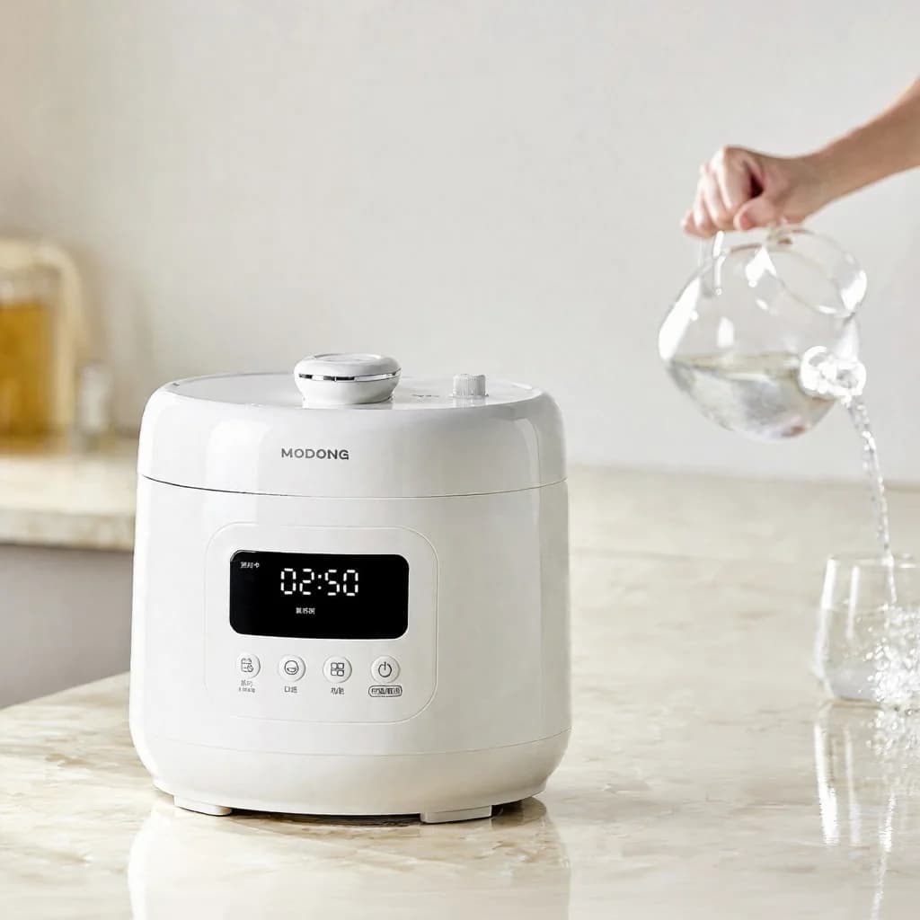 4L elektrisk tryckkokare med keramiskt innerkärl, 800W, 17-24H timer