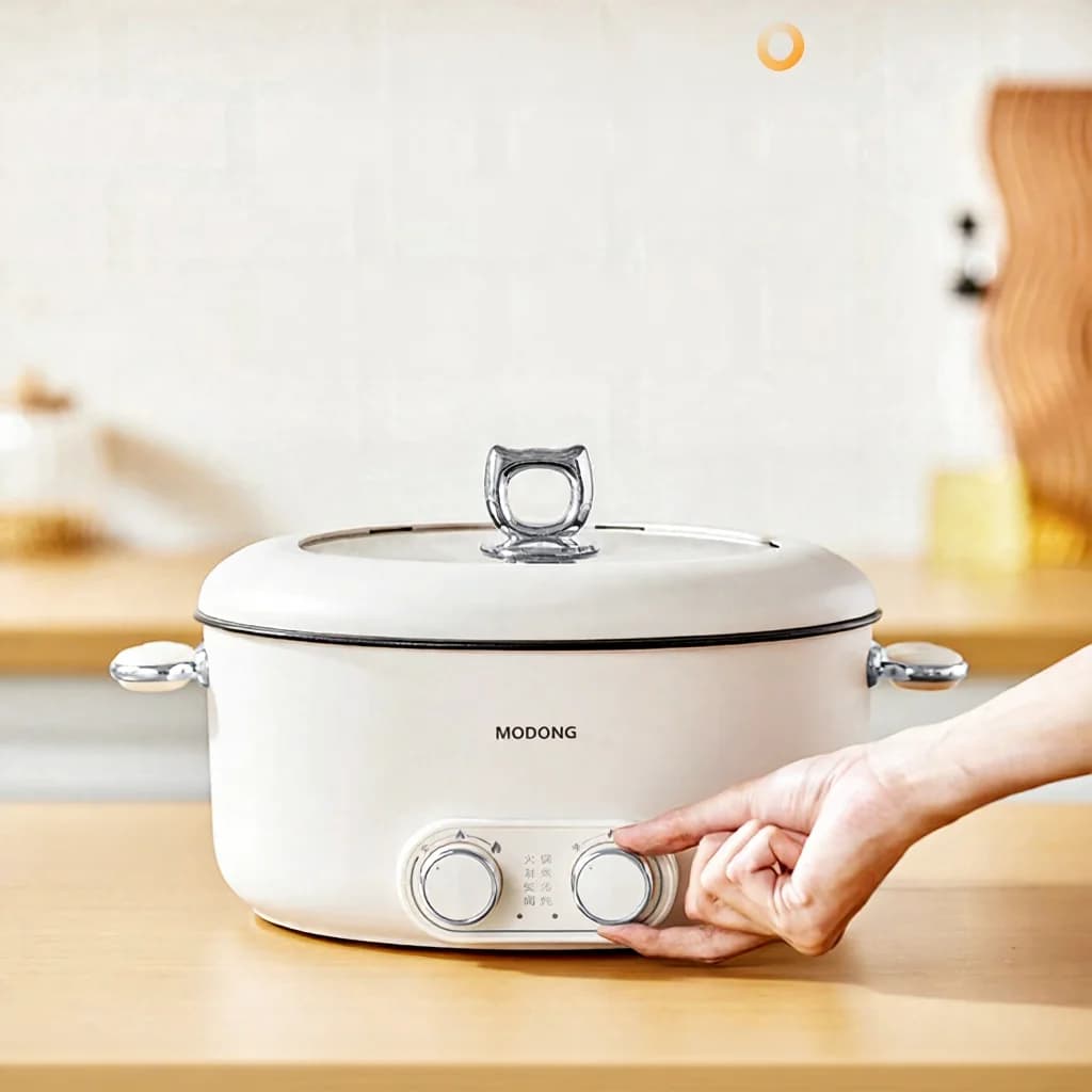 Elektrisk hetgryta med dubbla kontroller, 6L, stor kapacitet, nonstick