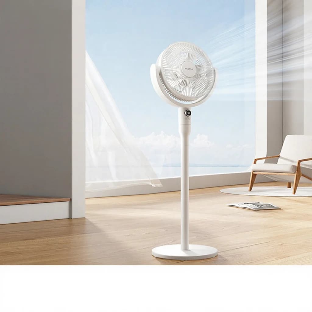 Bordfläkt med luftcirkulation, röststyrning och oscillation