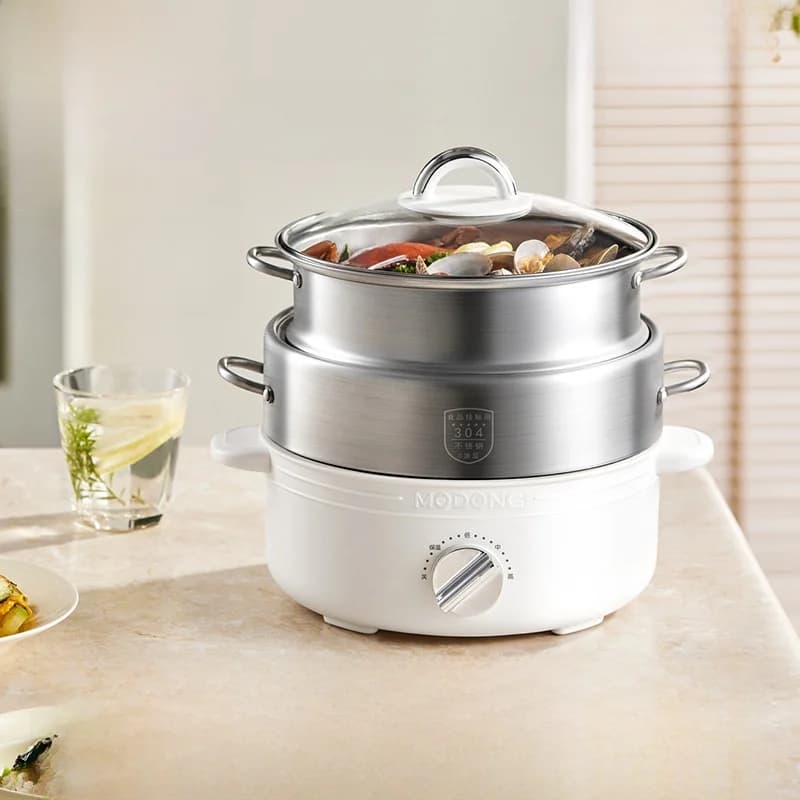 Delad elektrisk hot pot i rostfritt stål 2L, 3 värmelägen
