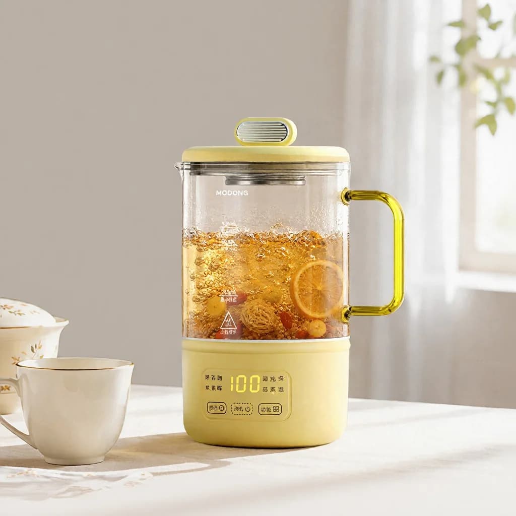 Glas elektrisk hälsokokare 600 ml 500 W med varmhållning och timer