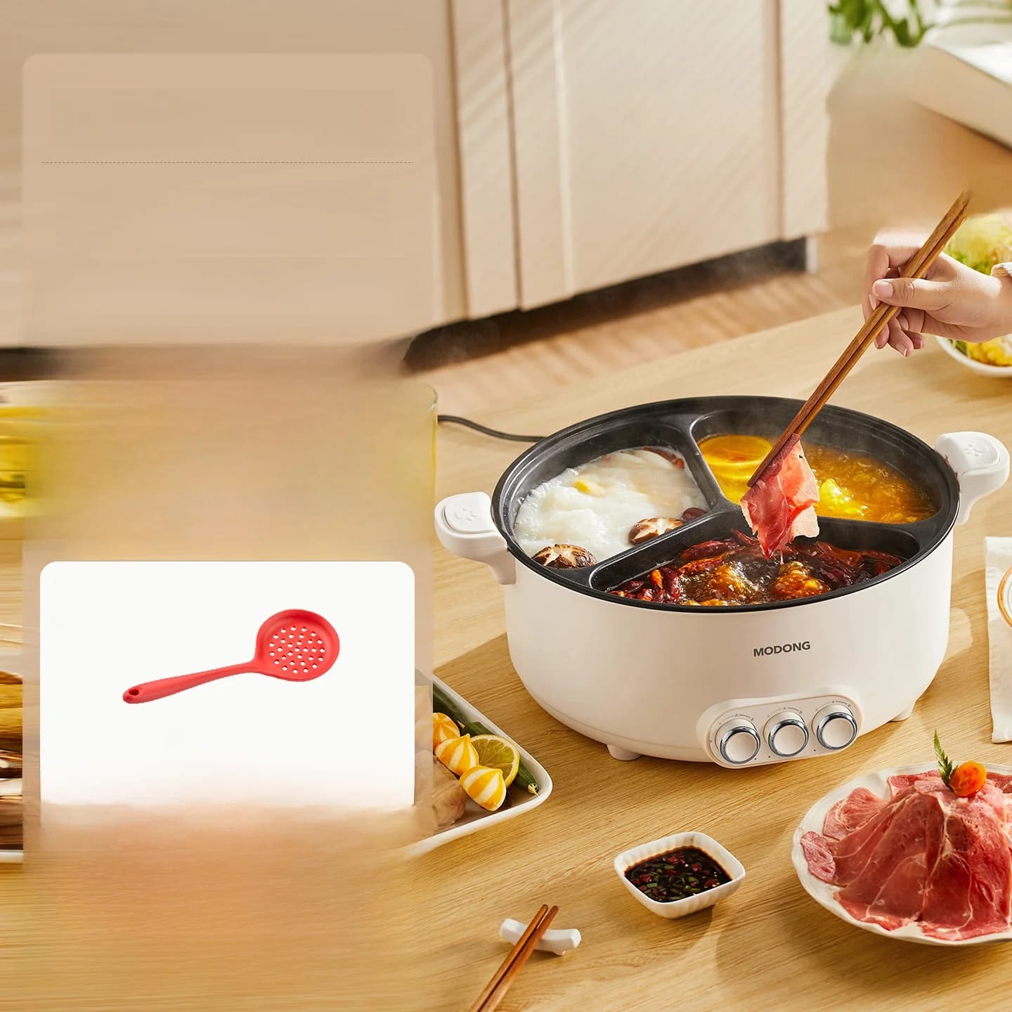 Elektrisk hot pot med skiljegryta 6L-8L, 220V, 5-6 personer