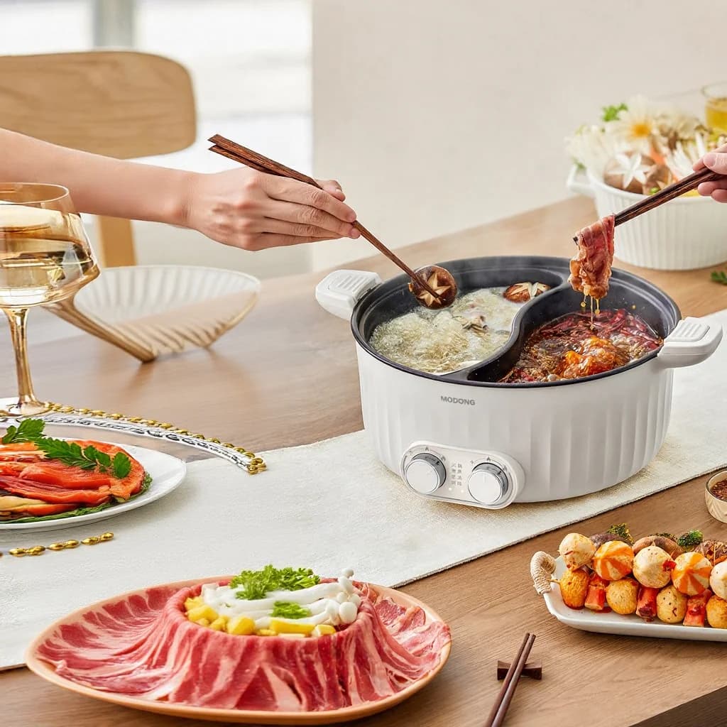 7 L elektrisk hot pot med dubbla zoner och oberoende temperaturkontroll