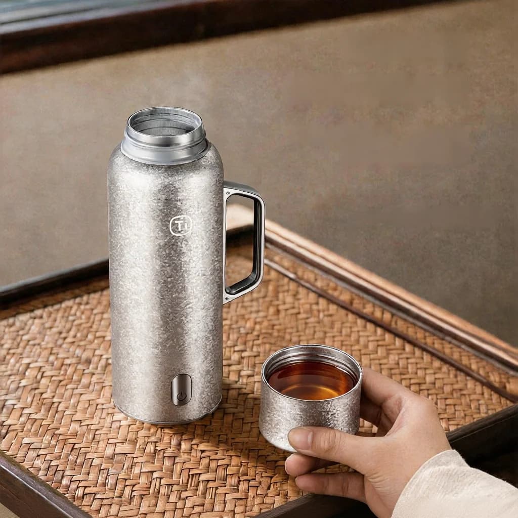 Värmande isolerad titanmugg med handtag 680ml presentask