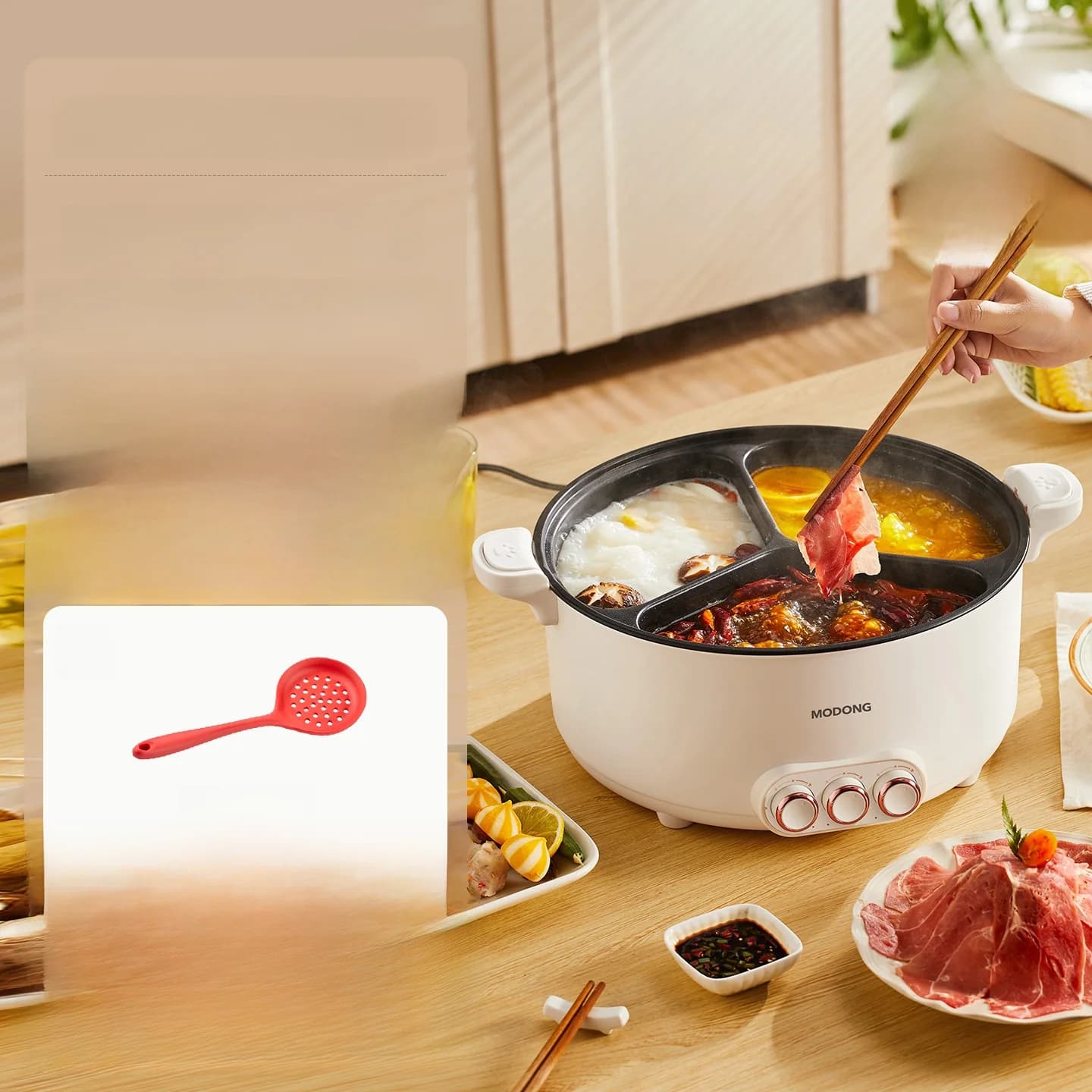 Elektrisk hot pot med skiljegryta 6L-8L, 220V, 5-6 personer