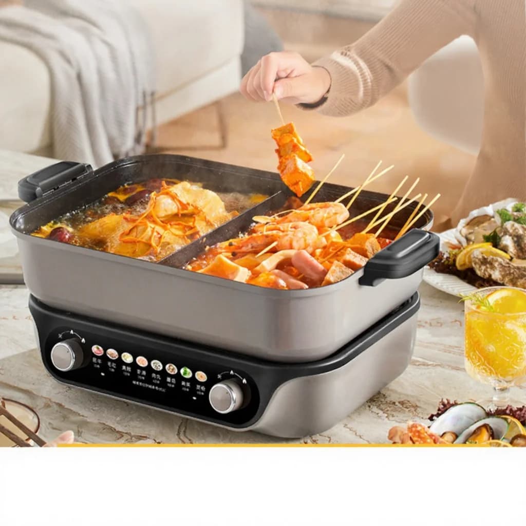 Elektrisk delad hot pot, dubbel vredstyrning, 8L, svart