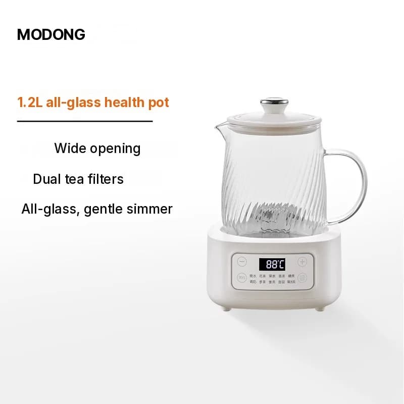 Glas elektrisk hälsokanna 1-1,5L med touchkontroll för te
