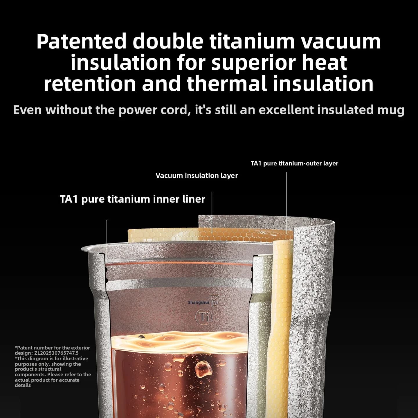 Bärbar elektrisk värmekopp i titan 400ml med temperaturdisplay
