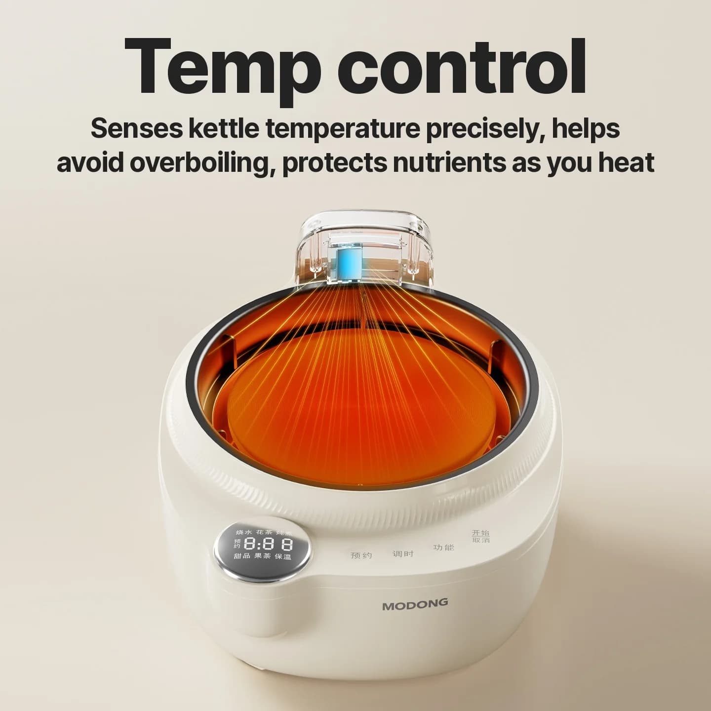 Glas elektrisk tekanna med temperaturkontroll, 1L