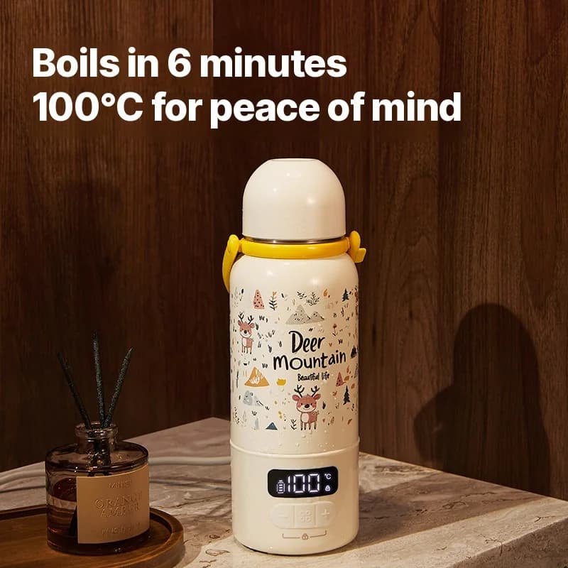 Bärbar elektrisk vattenvärmemugg med 100°C kokning och termostat