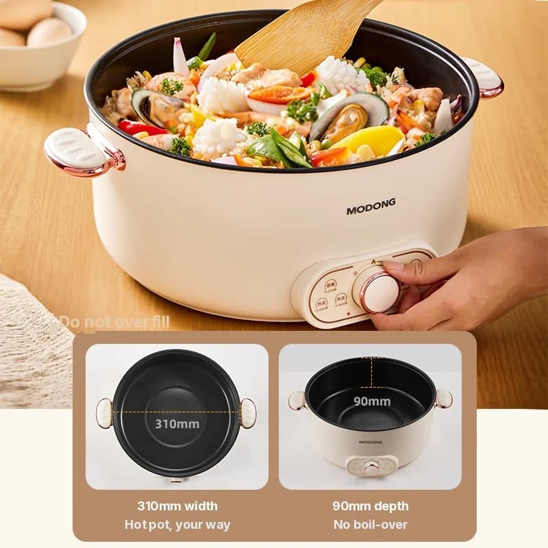 Elektrisk hetgryta 6L med ångkorg, nonstick