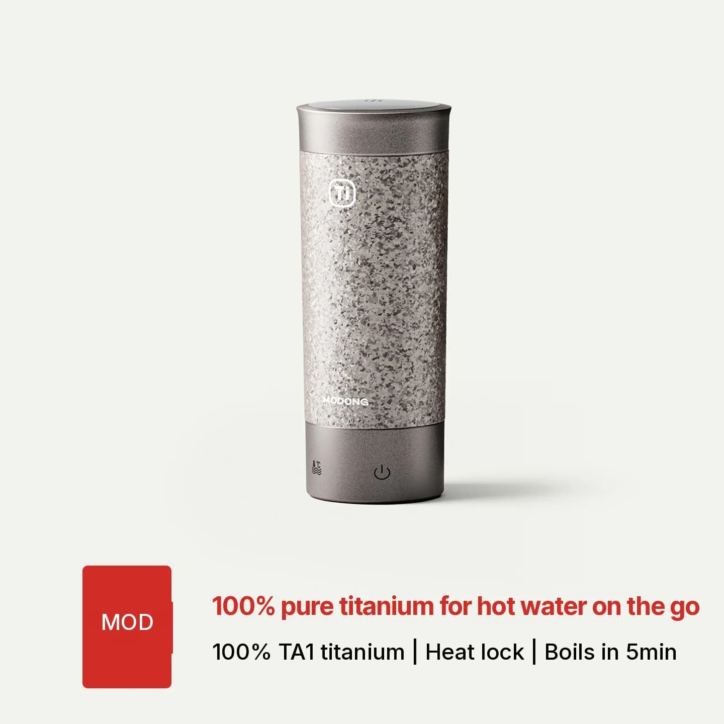 Bärbar elektrisk värmekopp i titan 350ml presentask