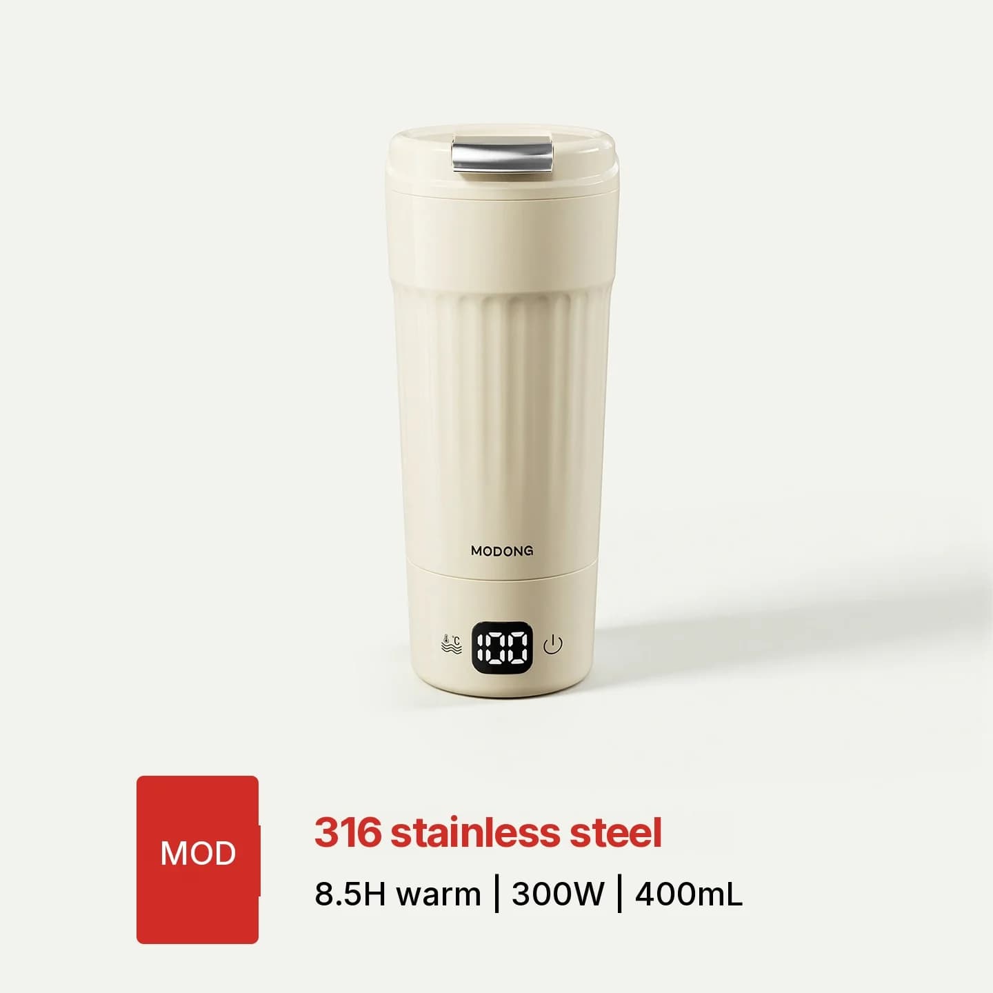 Portabel elektrisk värmekopp, 400mL, 7 temperaturinställningar