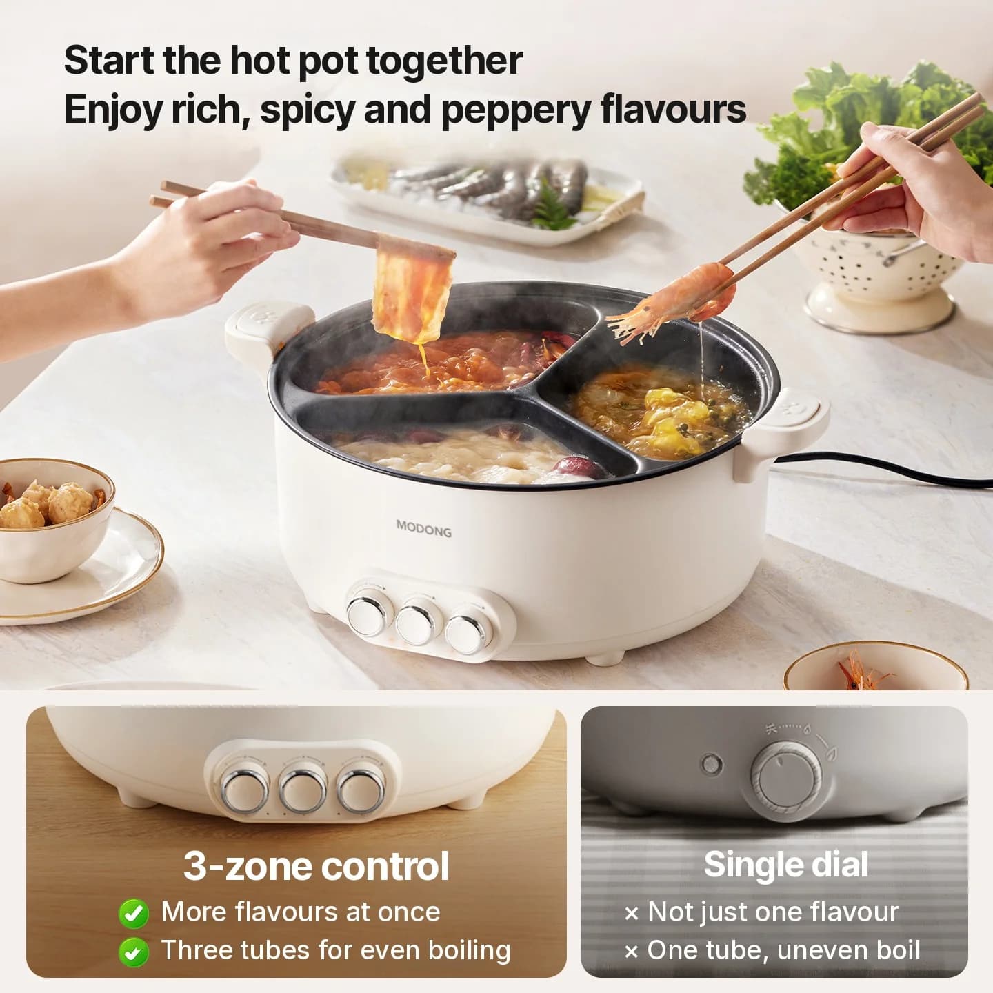 Elektrisk hot pot med avdelare, 5.6L/8L, 220V