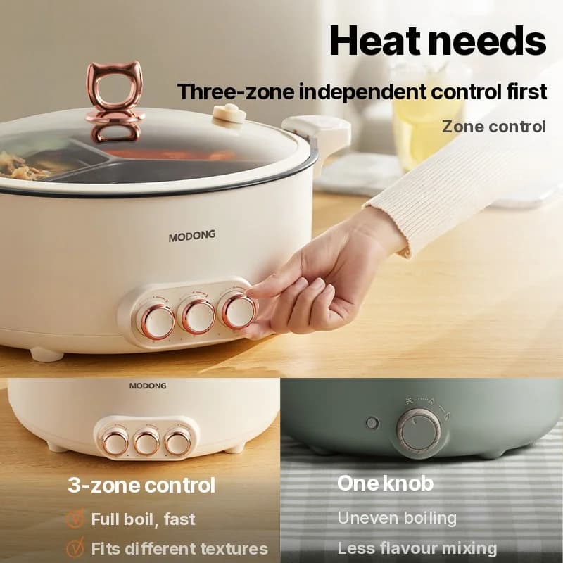 Elektrisk hot pot med skiljegryta 6L-8L, 220V, 5-6 personer