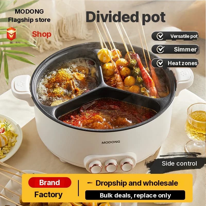 Elektrisk hot pot med skiljegryta 6L-8L, 220V, 5-6 personer