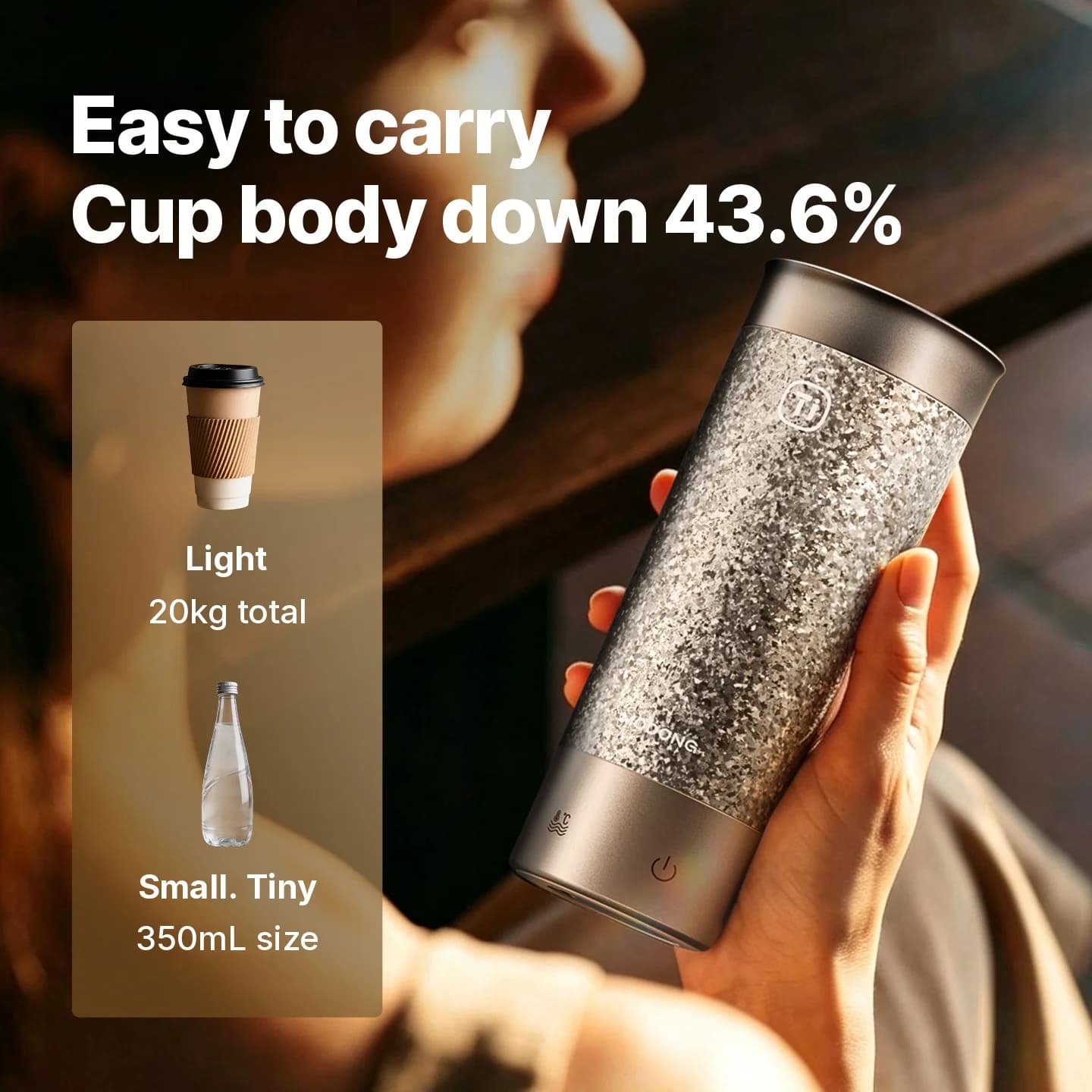 Bärbar elektrisk värmekopp i titan 350ml presentask