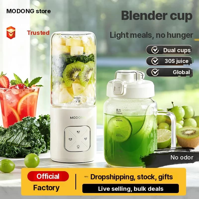 Bärbar trådlös blenderkopp med dubbla koppar och isbrytning
