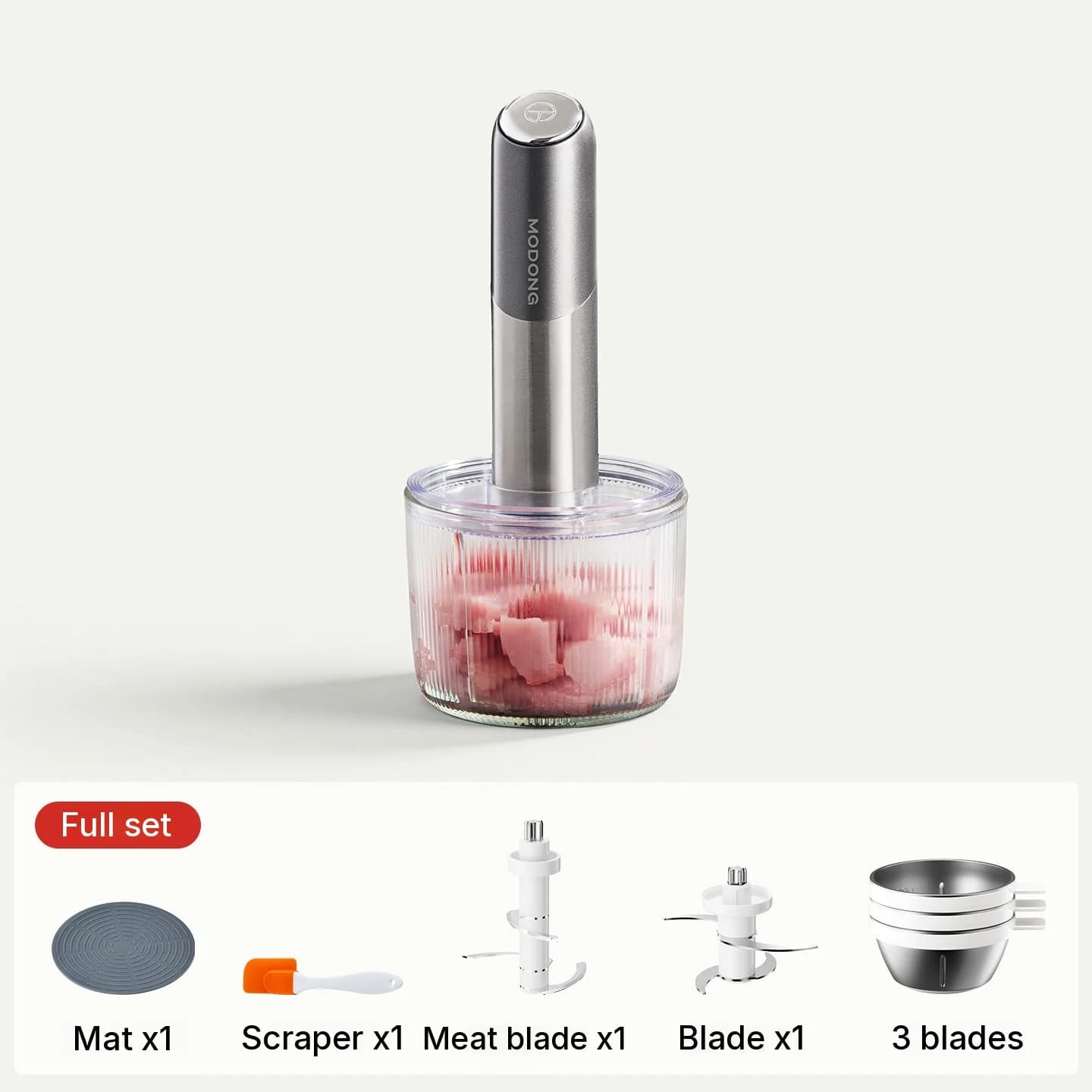 Portabel elektrisk matberedare med glasskål