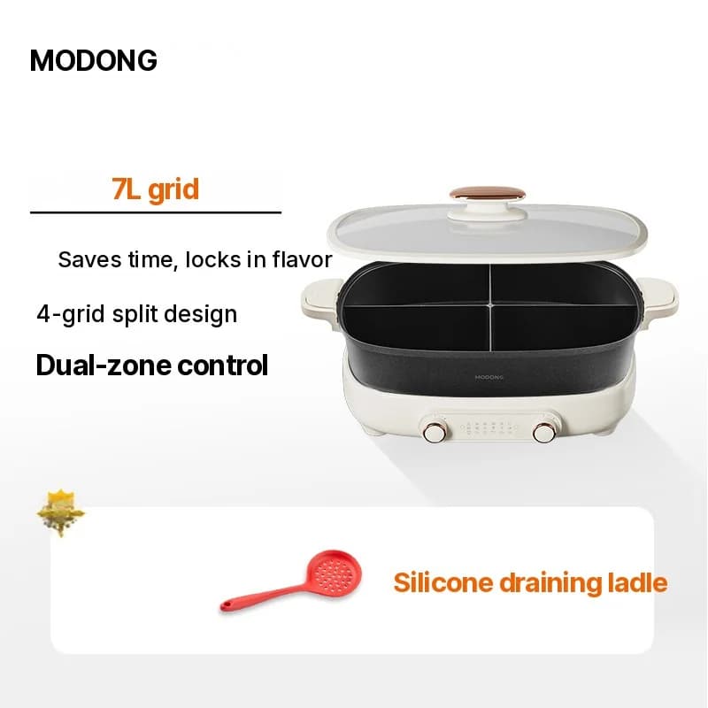 Elektrisk hot pot 7L med avdelare eller fyrfacks, 220V, delad gryta