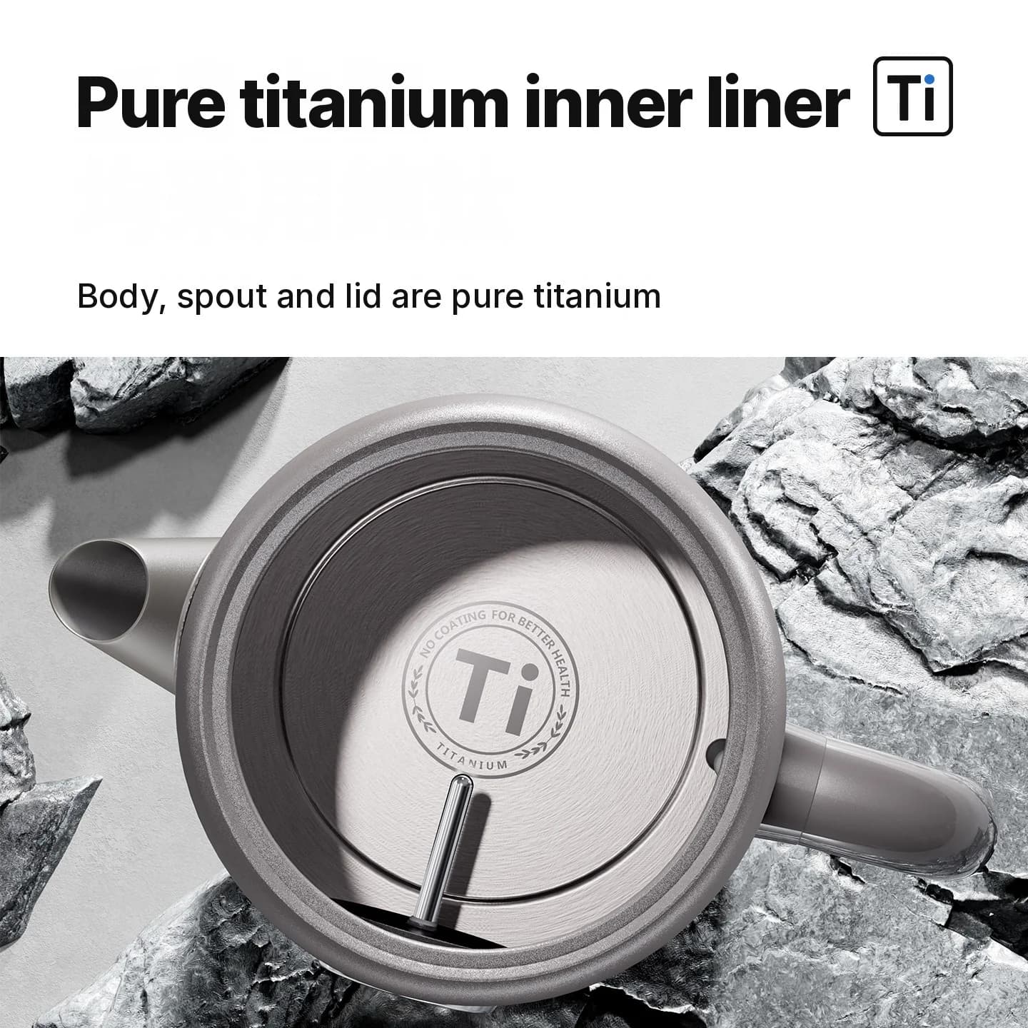 Ren titan elektrisk vattenkokare 1.8L med temperaturdisplay