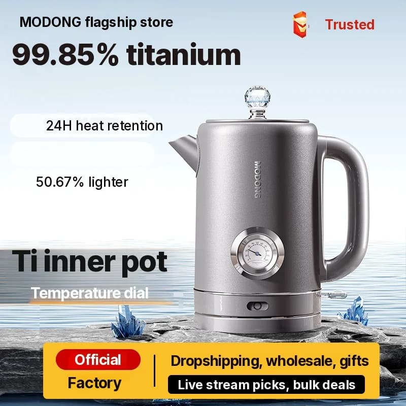 Ren titan elektrisk vattenkokare 1.8L med temperaturdisplay