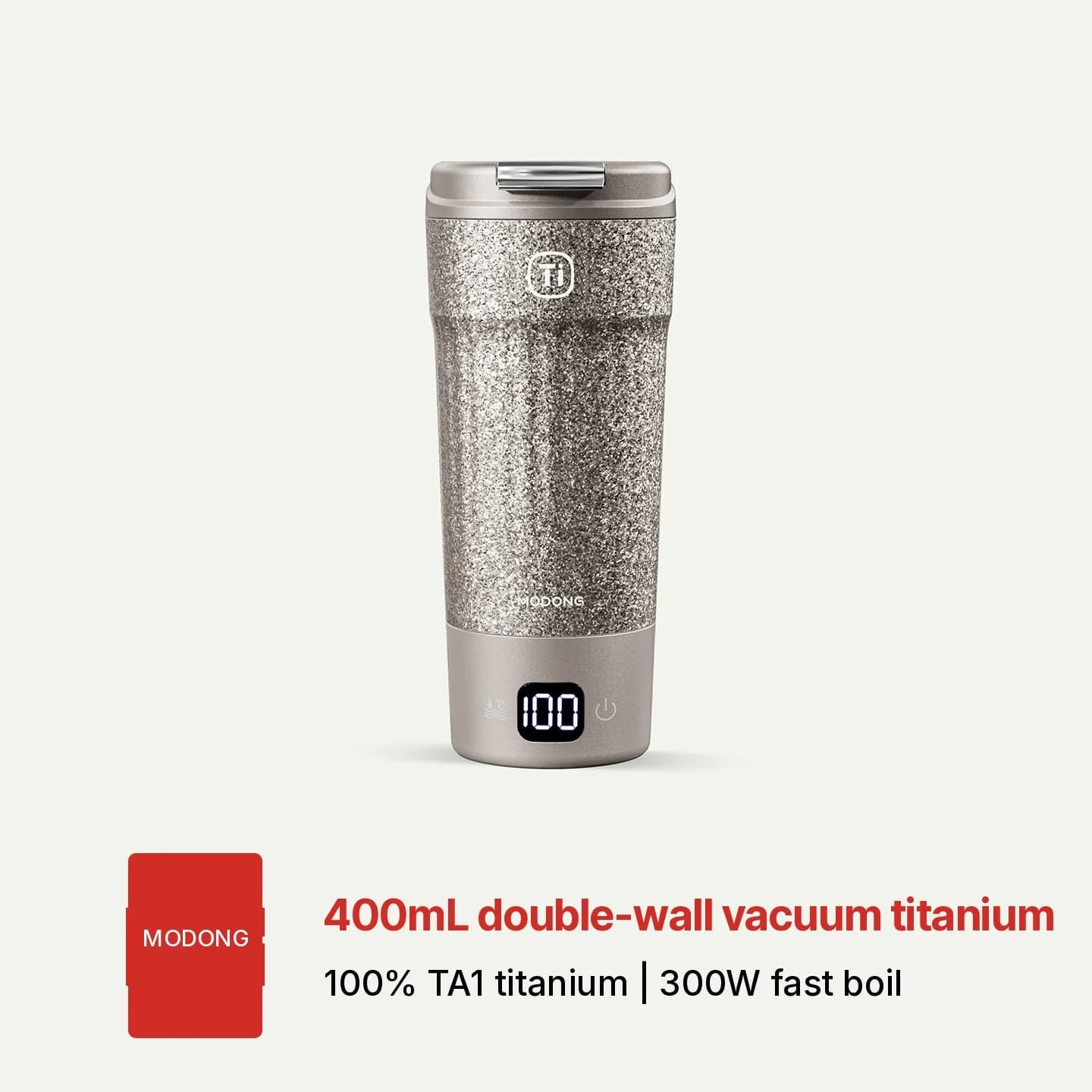 Bärbar elektrisk titanmugg 400 ml temperaturdisplay