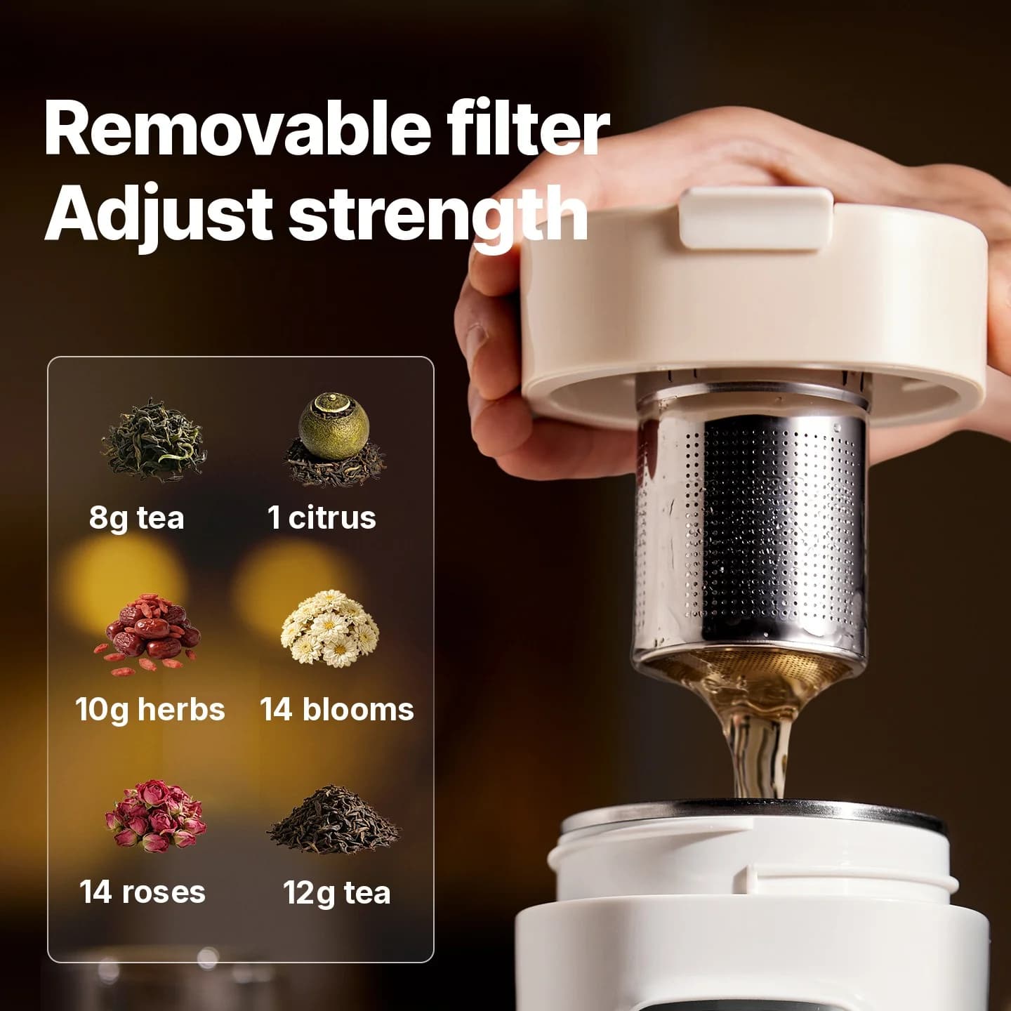 Bärbar elektrisk vattenvärmekopp med filter, 220V