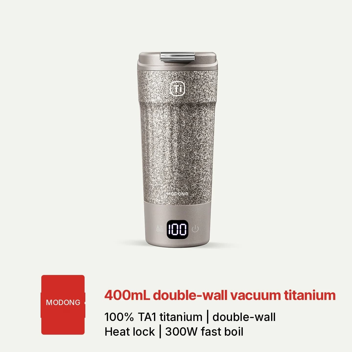 Elektrisk resemugg i titan 400ml med temperaturdisplay